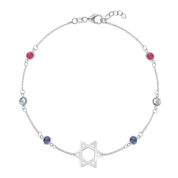Personalized Bayberry Birthstone Star of David Bracelet in 14k Gold sold by Haverhill