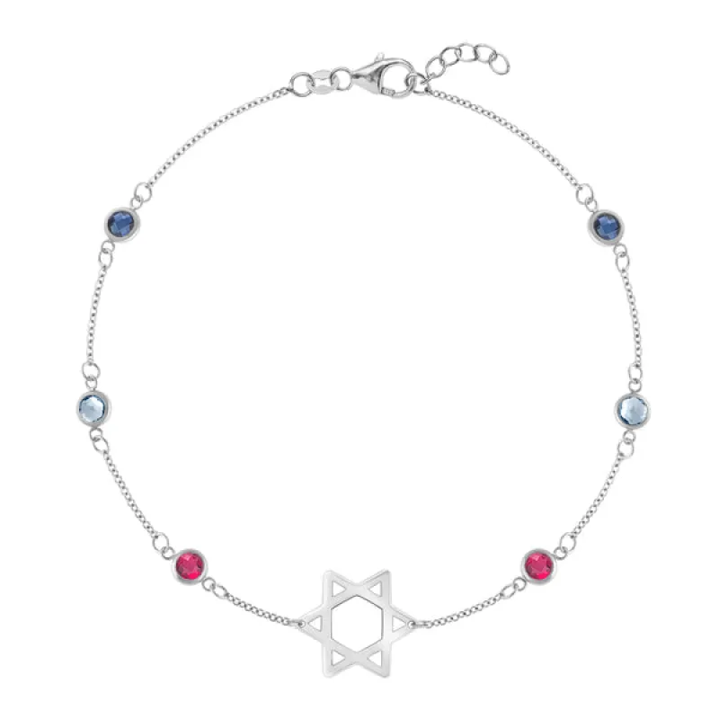 Personalized Bayberry Birthstone Star of David Bracelet in 14k Gold sold by Haverhill