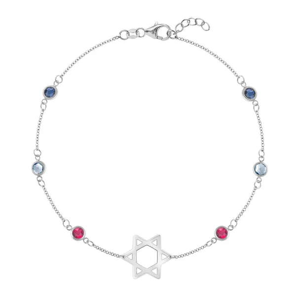 Personalized Bayberry Birthstone Star of David Bracelet in 14k Gold sold by Haverhill