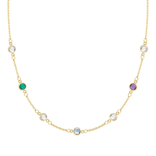 Personalized Classic 7 Birthstone Necklace in 14k Gold sold by Haverhill