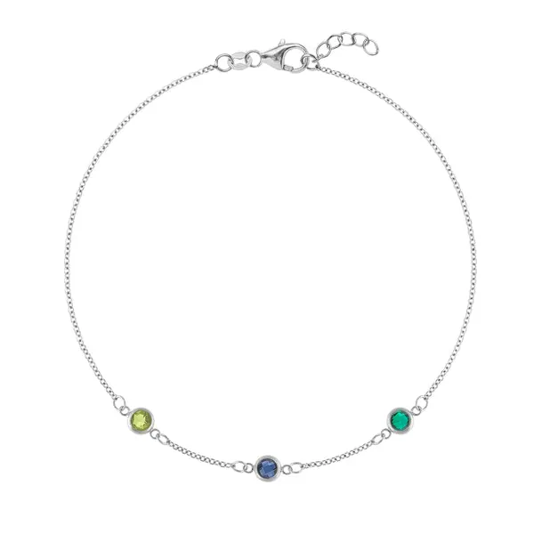 Personalized Classic 3 Birthstone Bracelet in 14k Gold sold by Haverhill