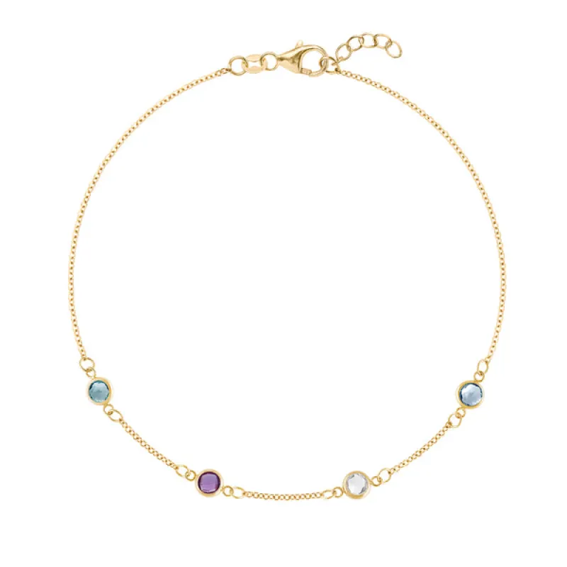 Personalized Classic 4 Birthstone Bracelet in 14k Gold sold by Haverhill