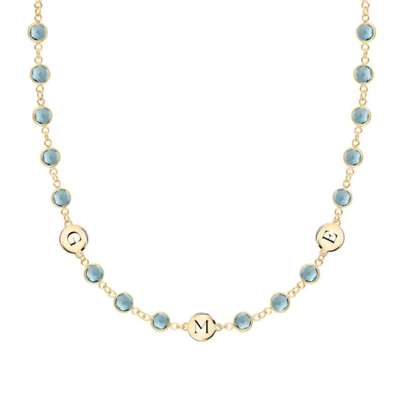 Personalized Newport 3 Letter Birthstone Necklace in 14k Gold sold by Haverhill