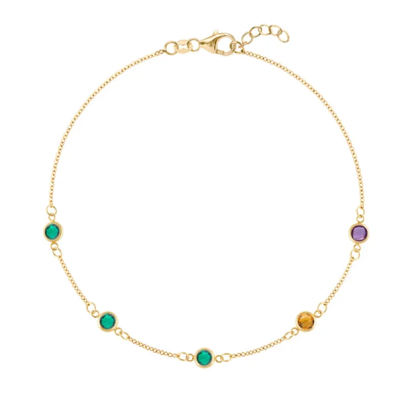 Personalized Classic 5 Birthstone Bracelet in 14k Gold sold by Haverhill