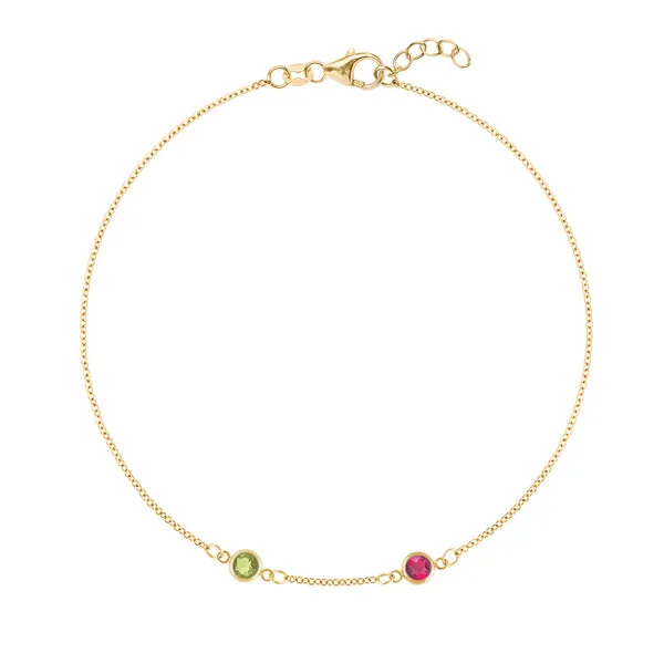 Personalized Classic 2 Birthstone Bracelet in 14k Gold sold by Haverhill