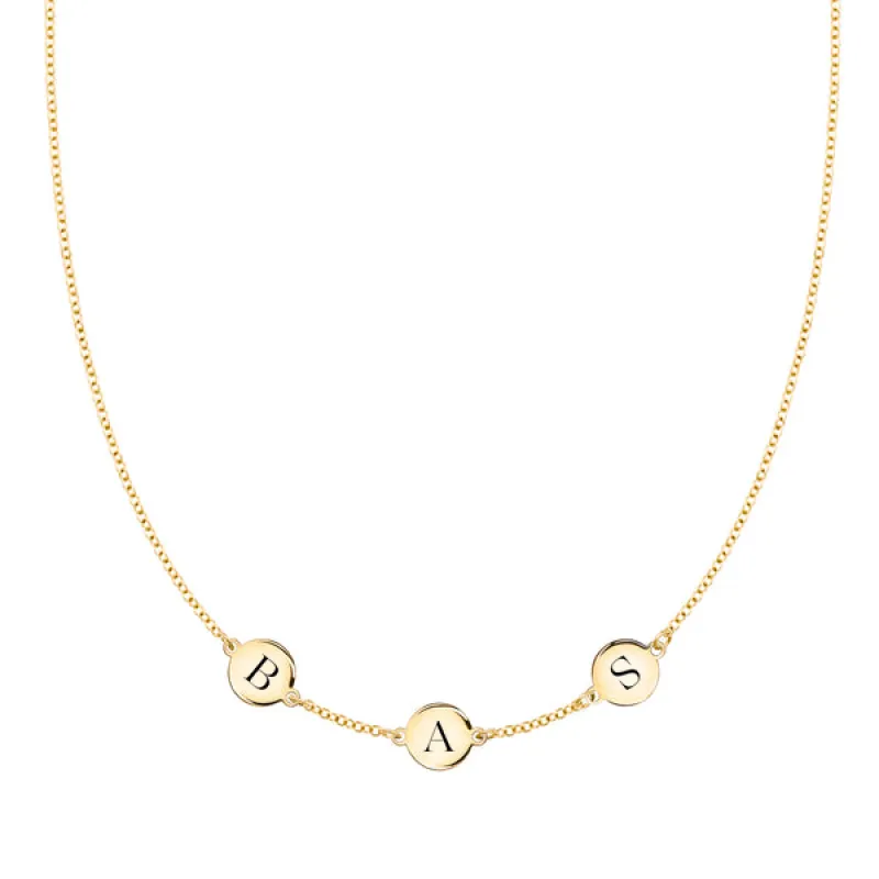 Personalized 3 Letter Necklace in 14k Gold (Single Spacing) sold by Haverhill