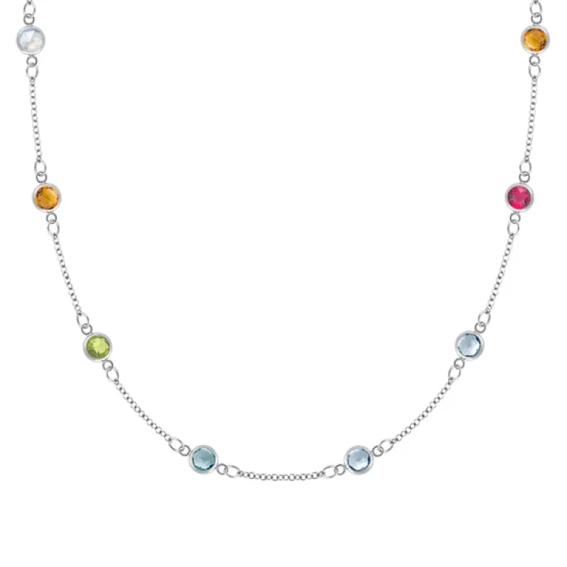 Personalized Classic 8 Birthstone Necklace in 14k Gold sold by Haverhill