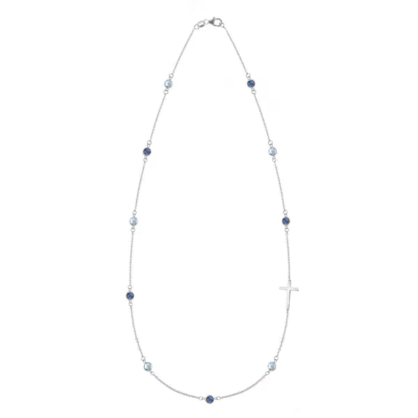 Personalized Bayberry Birthstone Cross Necklace in 14k Gold sold by Haverhill