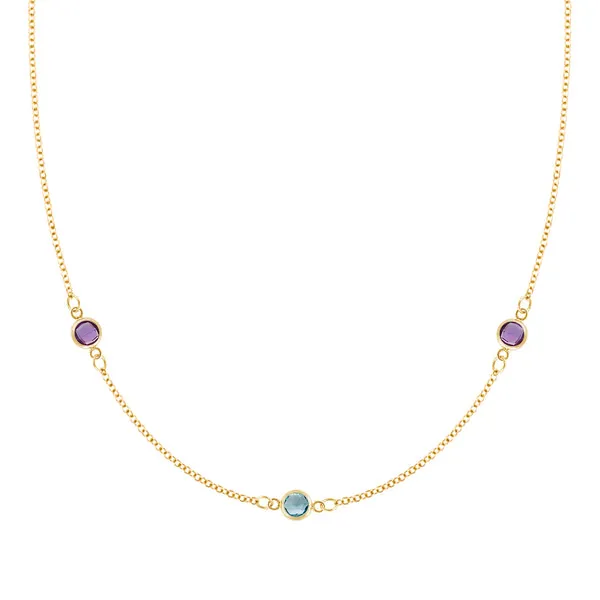 Personalized Classic 3 Birthstone Necklace in 14k Gold sold by Haverhill