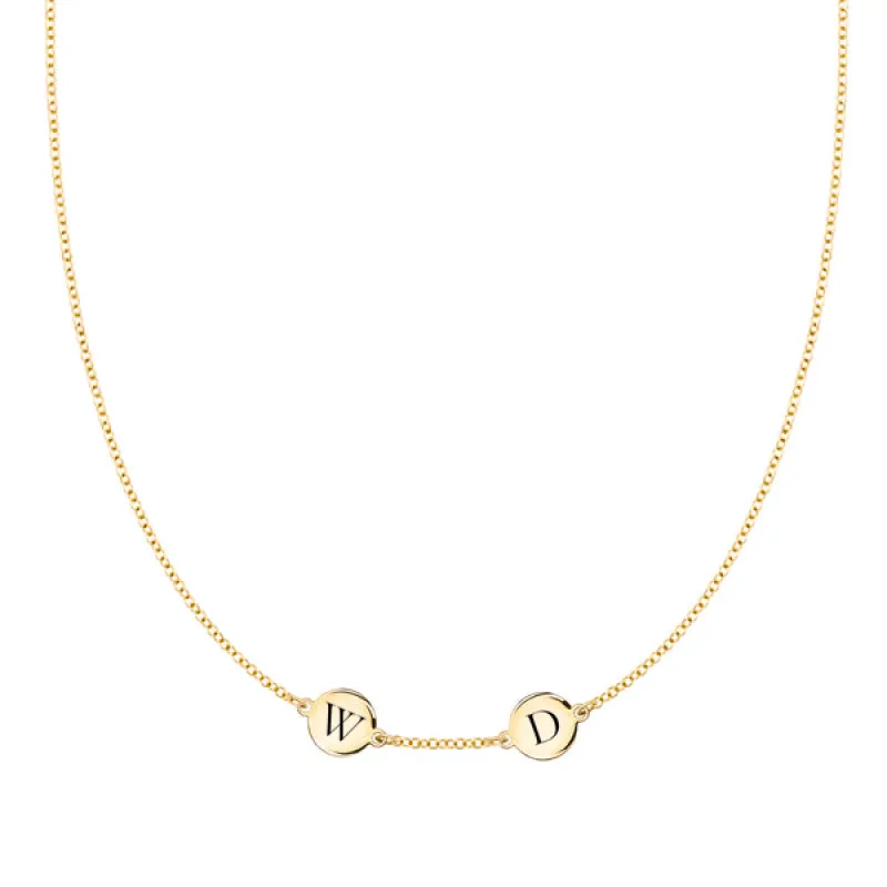 Personalized 2 Letter Necklace in 14k Gold (Single Spacing) made by Haverhill