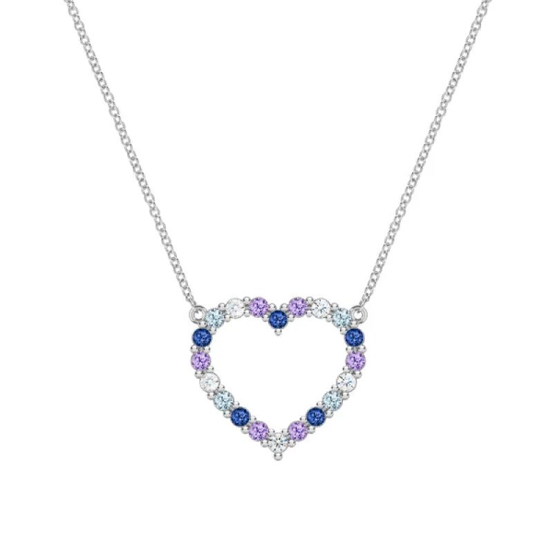 Personalized Rosecliff Heart Birthstone Necklace in 14k Gold sold by Haverhill