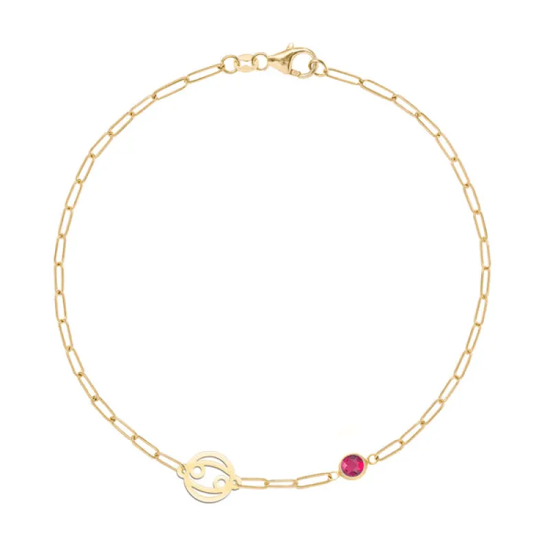 Personalized Zodiac & Birthstone Adelaide Mini Bracelet in 14k Gold sold by Haverhill