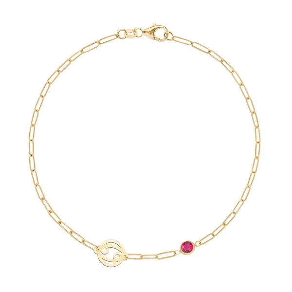 Personalized Zodiac & Birthstone Adelaide Mini Bracelet in 14k Gold sold by Haverhill