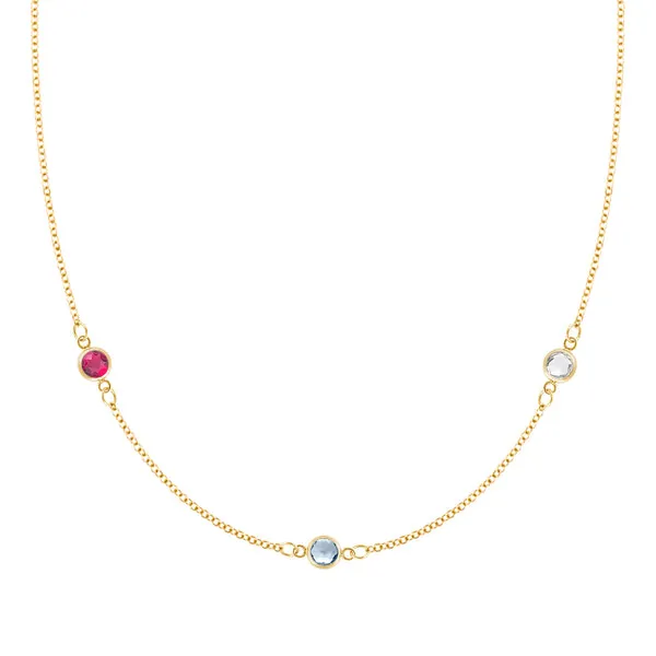 Personalized Classic 3 Birthstone Necklace in 14k Gold sold by Haverhill