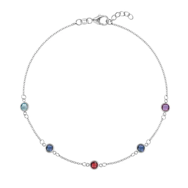 Personalized Classic 5 Birthstone Bracelet in 14k Gold sold by Haverhill