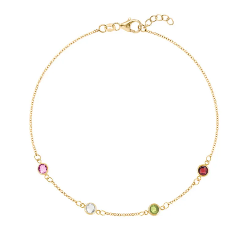 Personalized Classic 4 Birthstone Bracelet in 14k Gold sold by Haverhill