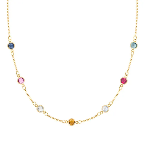 Personalized Classic 7 Birthstone Necklace in 14k Gold sold by Haverhill