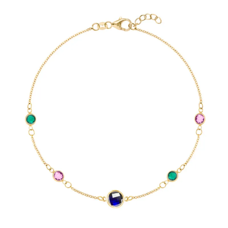 Personalized 1 Grand & 4 Classic Birthstone Bracelet in 14k Gold sold by Haverhill