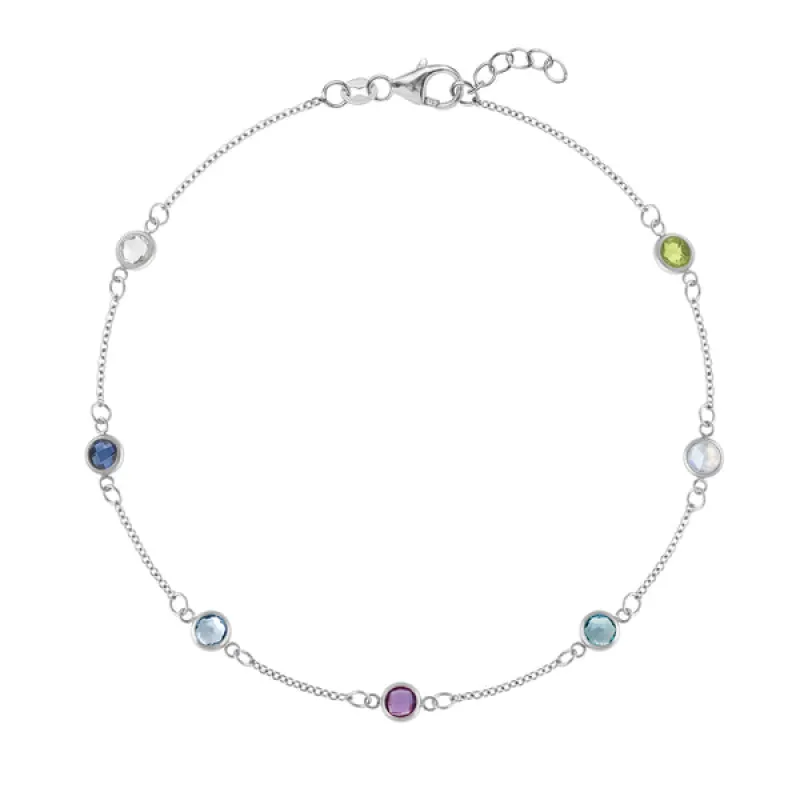 Personalized Classic 7 Birthstone Bracelet in 14k Gold sold by Haverhill