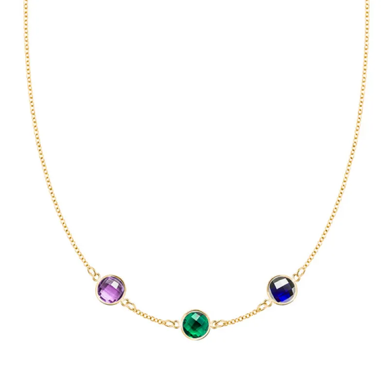 Personalized Grand 3 Birthstone Necklace in 14k Gold sold by Haverhill