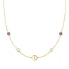 Personalized Classic 1 Letter & 4 Birthstone Necklace in 14k Gold (Double Spacing) sold by Haverhill