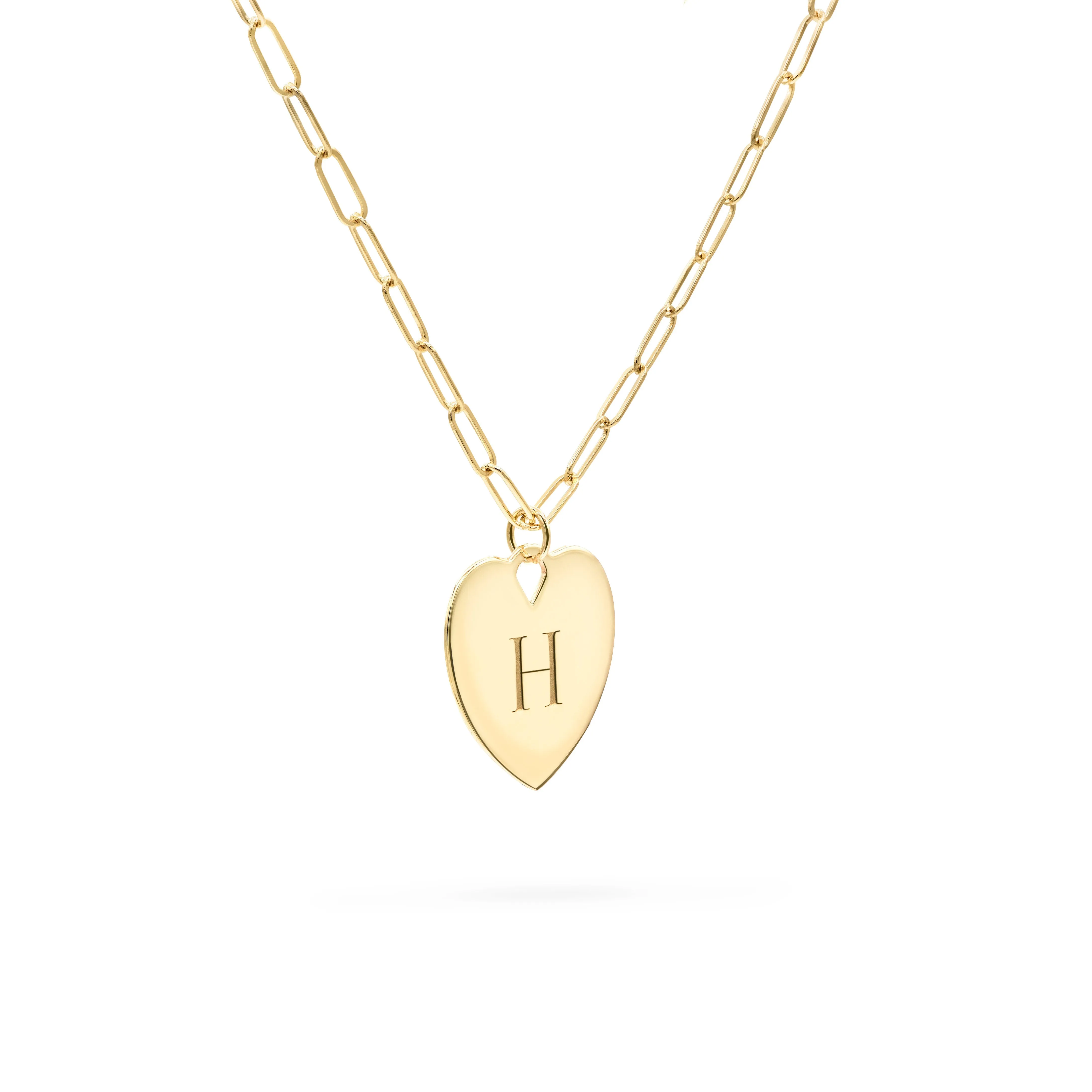 Engravable Flat Heart Pendant with Adelaide Mini Chain in 14k Gold sold by Haverhill product image thumbnail 4