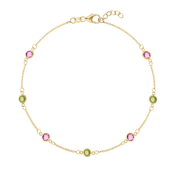 Personalized Classic 7 Birthstone Bracelet in 14k Gold sold by Haverhill