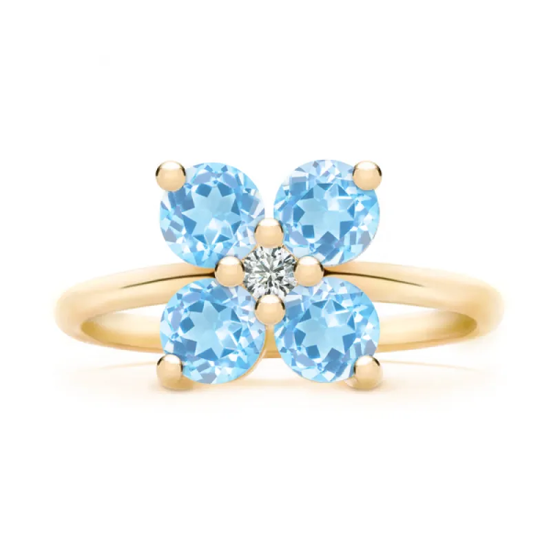 Personalized Greenwich 4 Birthstone & Diamond Ring in 14k Gold sold by Haverhill