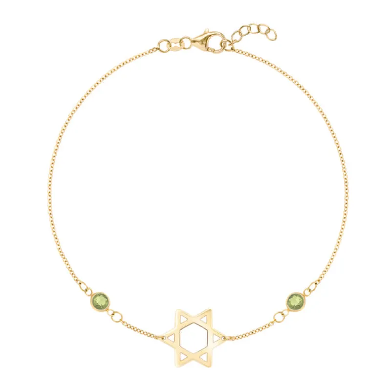 Personalized Classic Star of David & 2 Birthstone Bracelet in 14k Gold sold by Haverhill