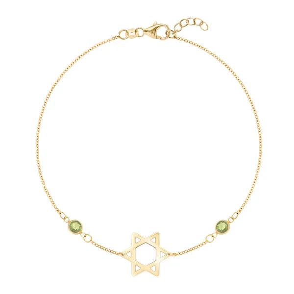Personalized Classic Star of David & 2 Birthstone Bracelet in 14k Gold sold by Haverhill
