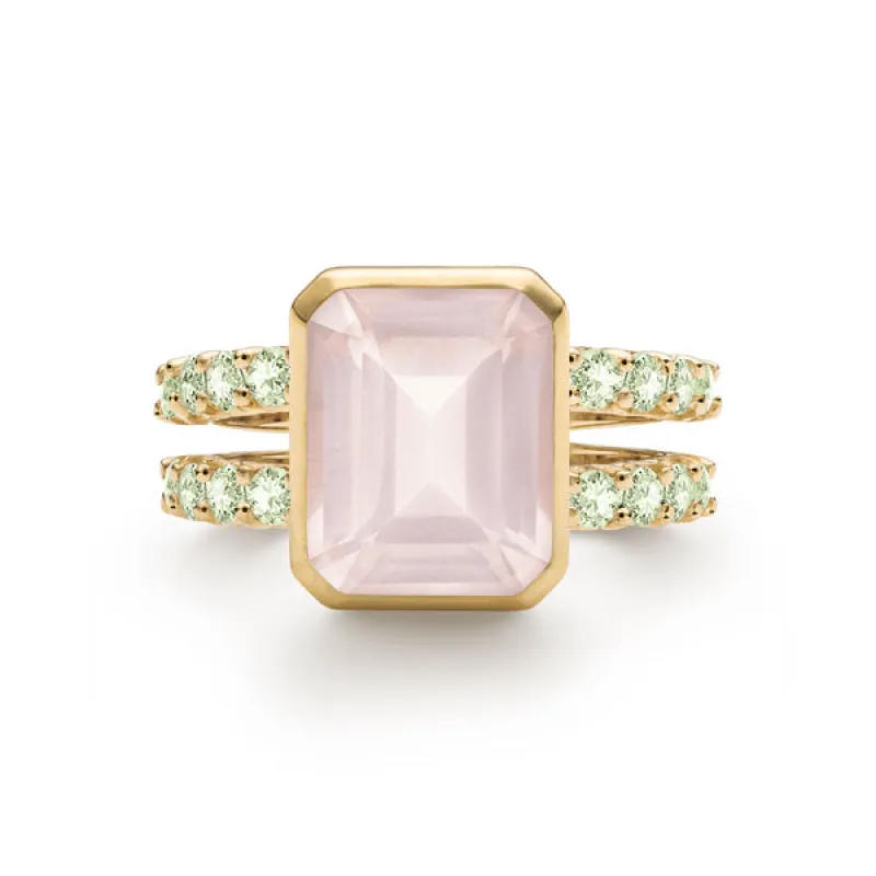 Personalized Warren Vertical Birthstone Ring with Accent Stones in 14k Gold sold by Haverhill