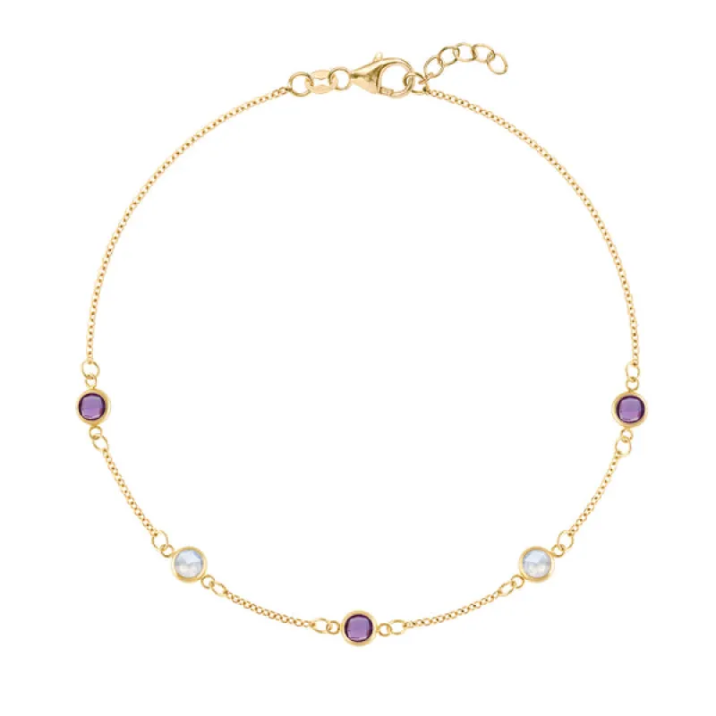 Personalized Classic 5 Birthstone Bracelet in 14k Gold sold by Haverhill