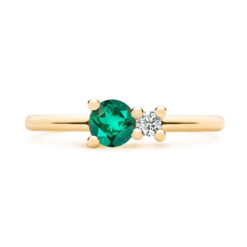 Personalized Greenwich Solitaire Birthstone & Diamond Ring in 14k Gold sold by Haverhill