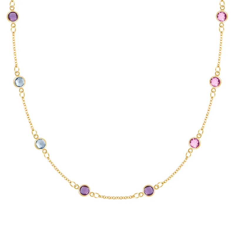 Personalized Classic 8 Birthstone Necklace in 14k Gold sold by Haverhill
