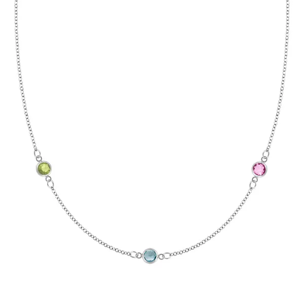 Personalized Classic 3 Birthstone Necklace in 14k Gold sold by Haverhill