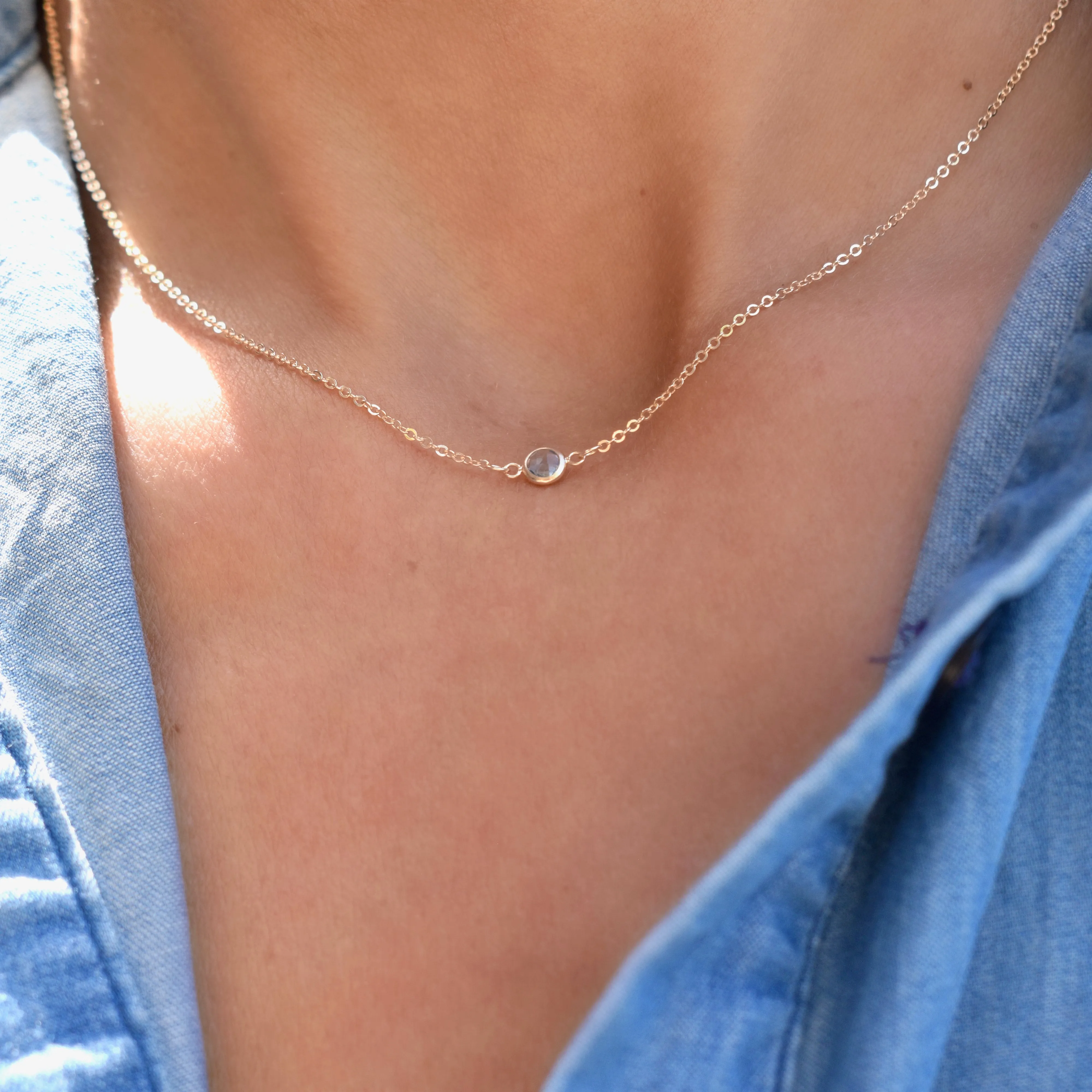 Personalized Classic 1 Birthstone Necklace in 14k Gold sold by Haverhill product image thumbnail 3