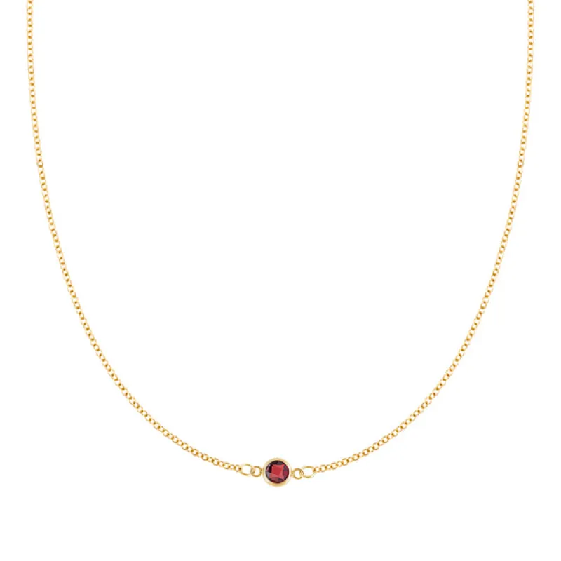 Personalized Classic 1 Birthstone Necklace in 14k Gold sold by Haverhill