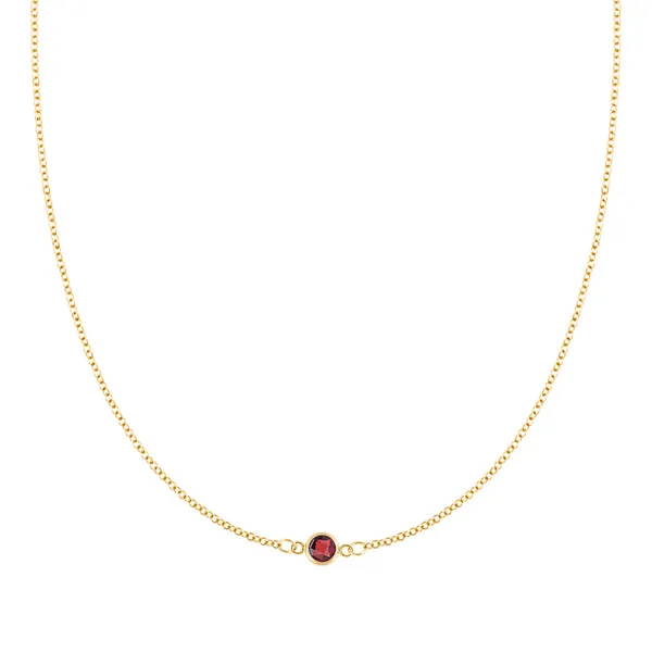 Personalized Classic 1 Birthstone Necklace in 14k Gold sold by Haverhill