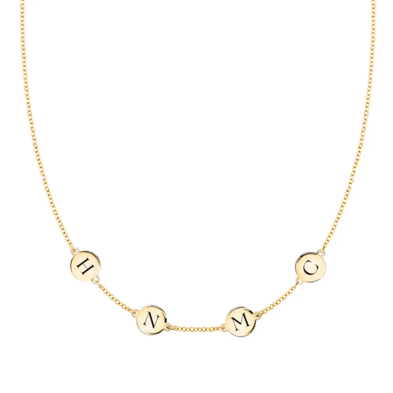 Personalized 4 Letter Necklace in 14k Gold (Single Spacing) sold by Haverhill