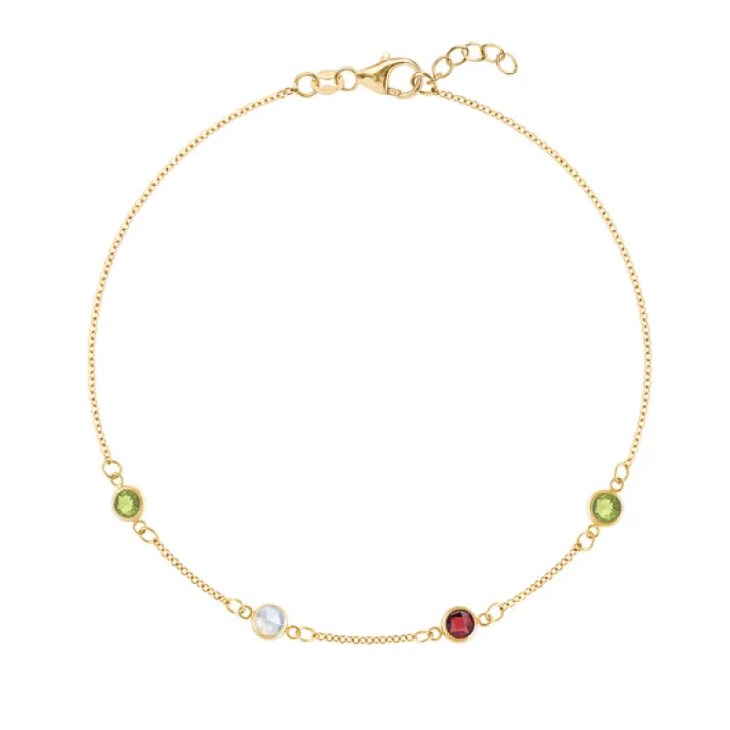 Personalized Classic 4 Birthstone Bracelet in 14k Gold sold by Haverhill