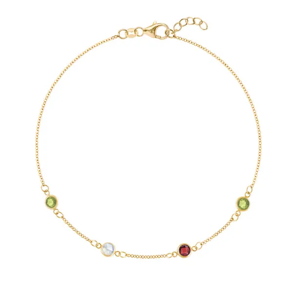 Personalized Classic 4 Birthstone Bracelet in 14k Gold sold by Haverhill