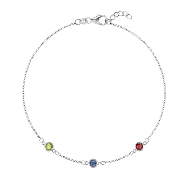 Personalized Classic 3 Birthstone Bracelet in 14k Gold sold by Haverhill