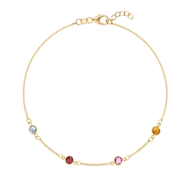 Personalized Classic 4 Birthstone Bracelet in 14k Gold sold by Haverhill