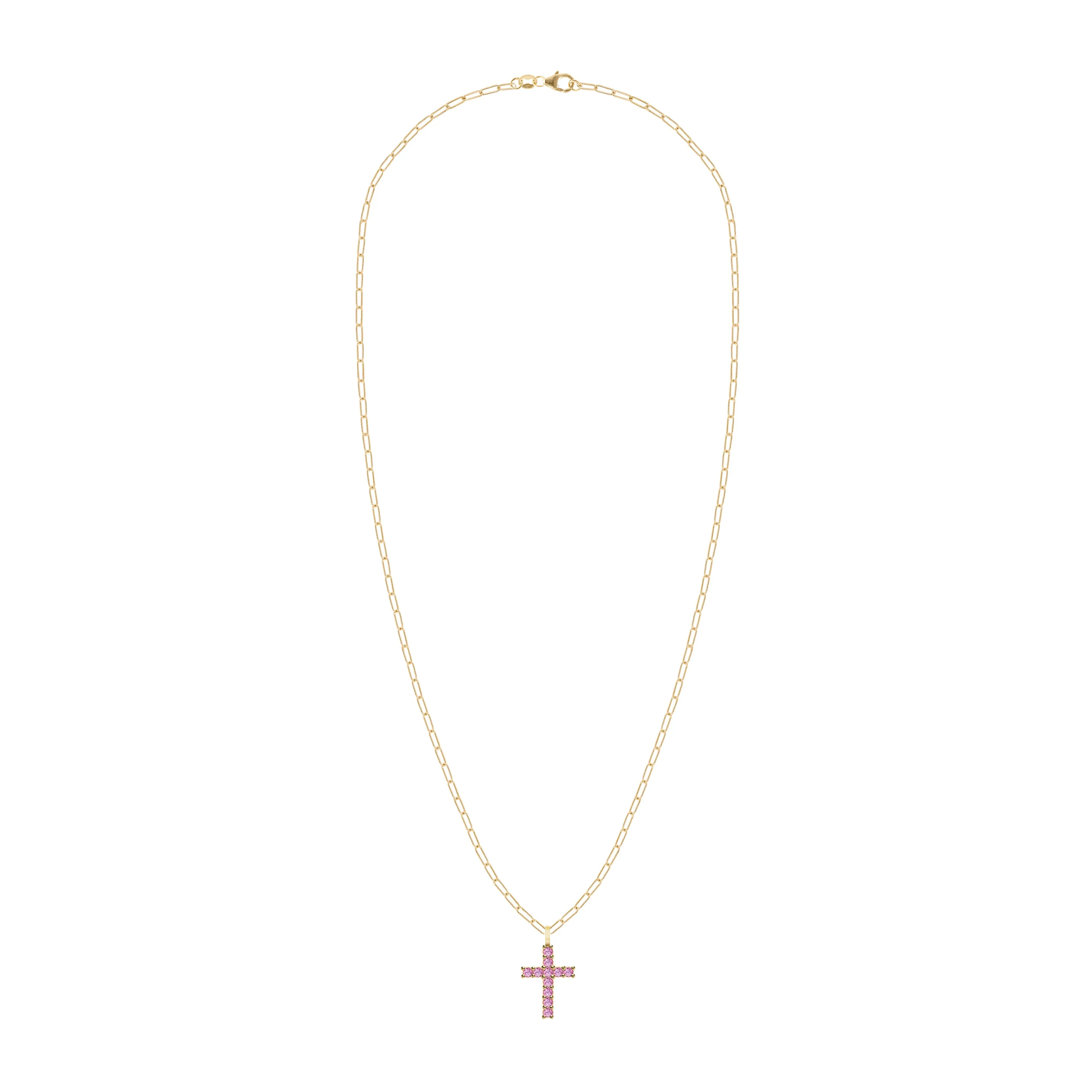 Rosecliff Cross Pink Sapphire Pendant in 14k Gold (October) sold by Haverhill product image thumbnail 4