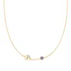 Personalized Classic 1 Letter & 1 Birthstone Necklace in 14k Gold (Single Spacing) sold by Haverhill