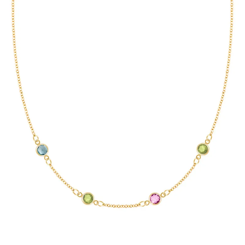 Personalized Classic 4 Birthstone Necklace in 14k Gold sold by Haverhill