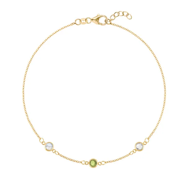Personalized Classic 3 Birthstone Bracelet in 14k Gold sold by Haverhill