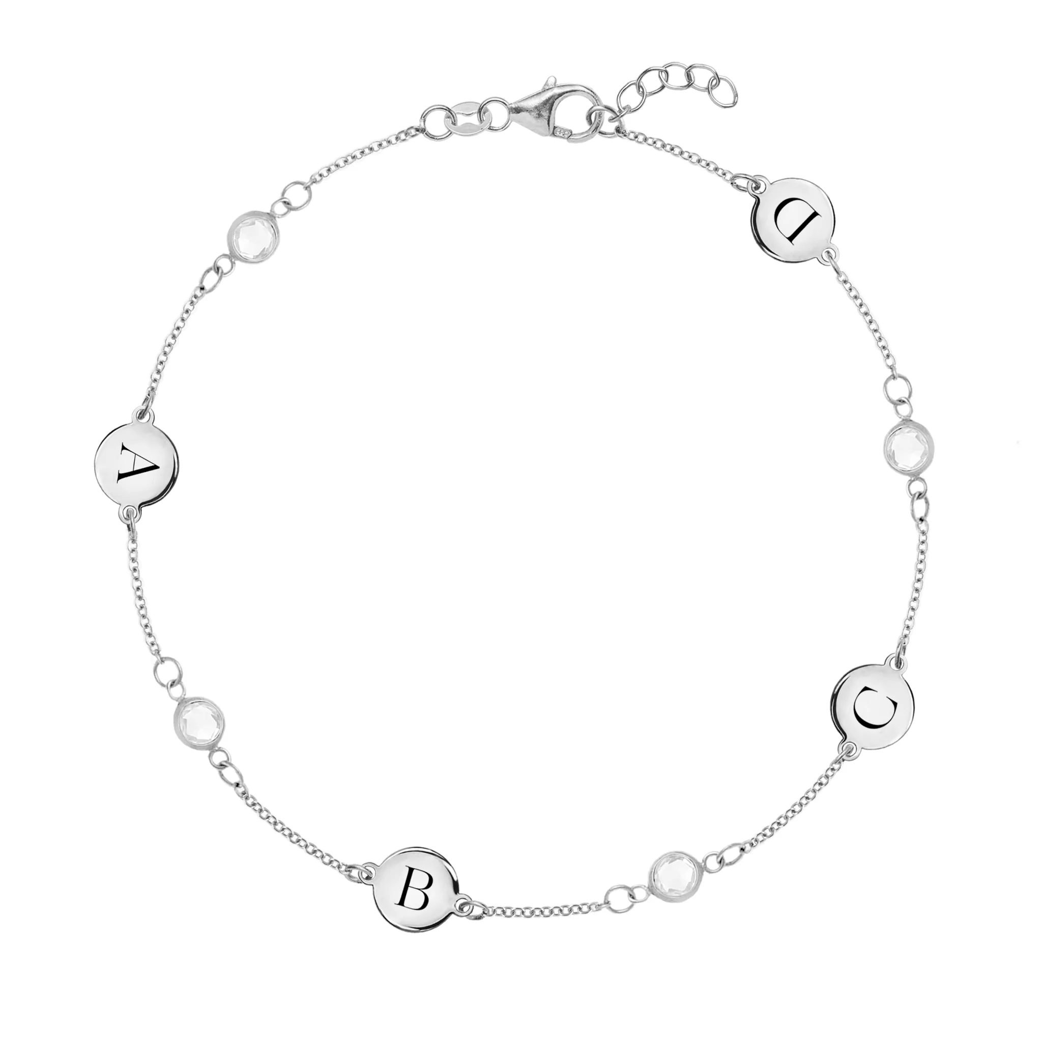 Personalized Classic 4 Letter & 4 Birthstone Bracelet in 14k Gold sold by Haverhill product image thumbnail 5