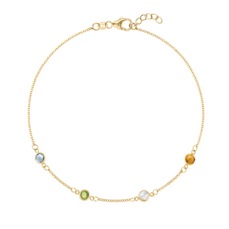 Personalized Classic 4 Birthstone Bracelet in 14k Gold sold by Haverhill