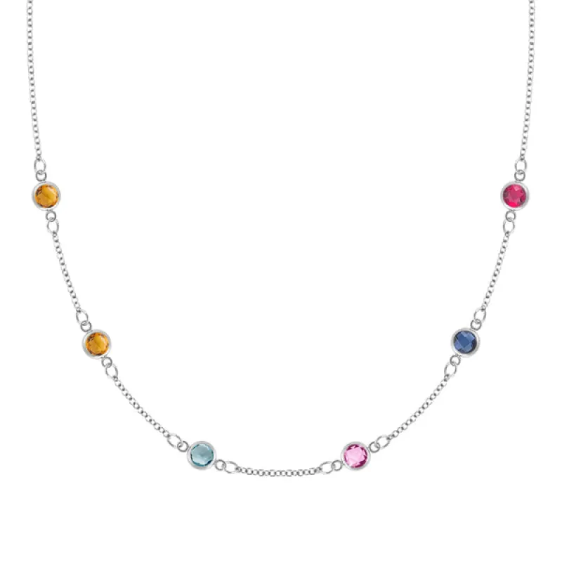 Personalized Classic 6 Birthstone Necklace in 14k Gold sold by Haverhill